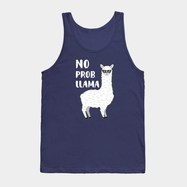 No Probllama Llama Funny Saying Tank Top by Alema Art